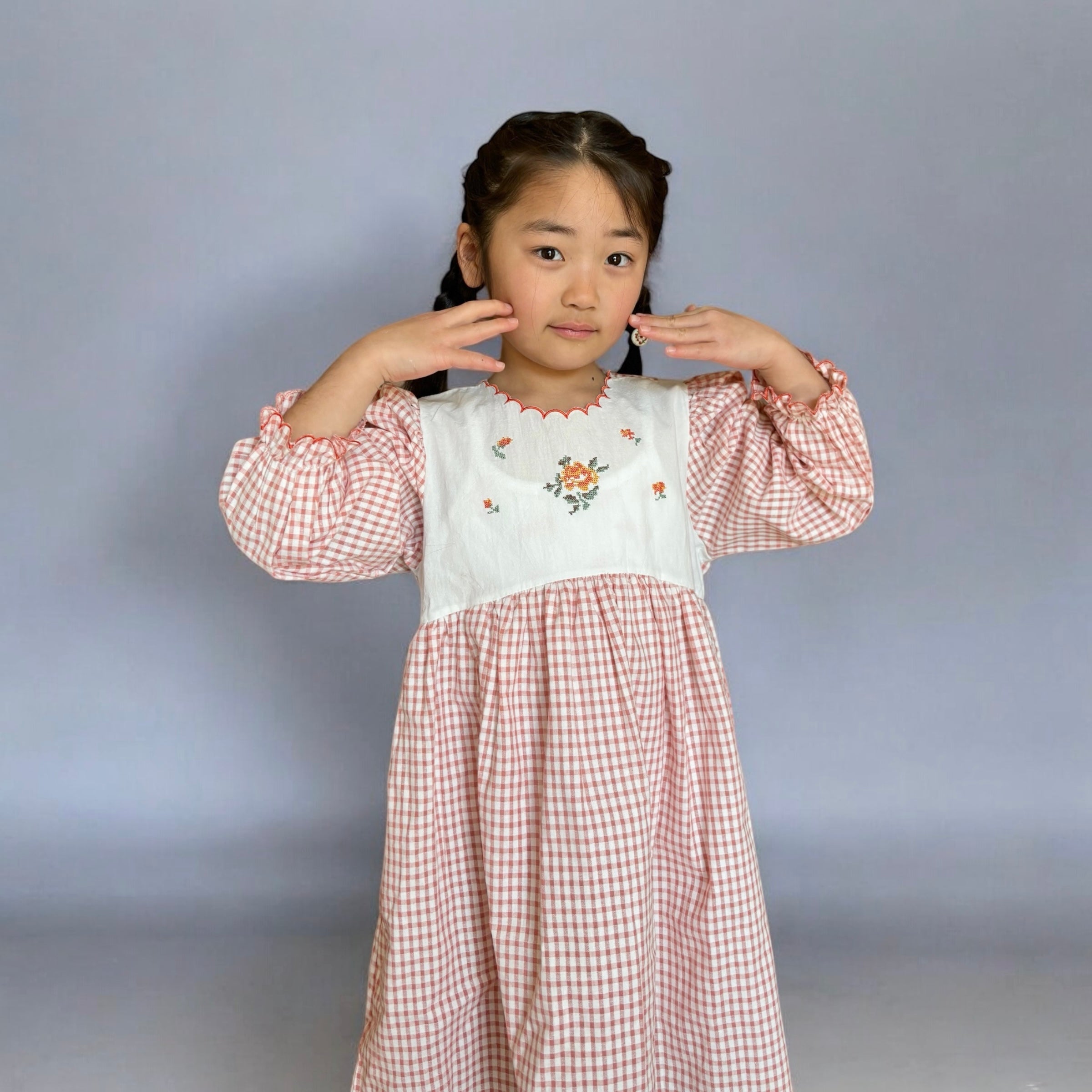 Rosy Gingham Memories Dress