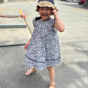 フリル袖花柄キッズワンピース