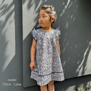 フリル袖花柄キッズワンピース