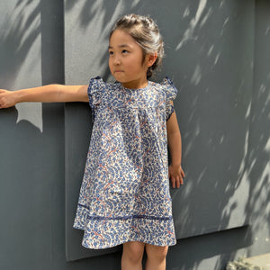 フリル袖花柄キッズワンピース