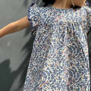 フリル袖花柄キッズワンピース
