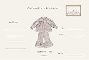 mutta. ギンガムチェック上下セットアップ 女の子 キッズ 長袖ブラウスとフリルパンツ レース使いが上品なおしゃれ服