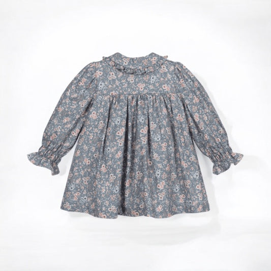 【80cmラスト1点】blue floral cotton dress
