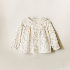 かぎ編みの襟付き女の子ガーゼ生地のトップス