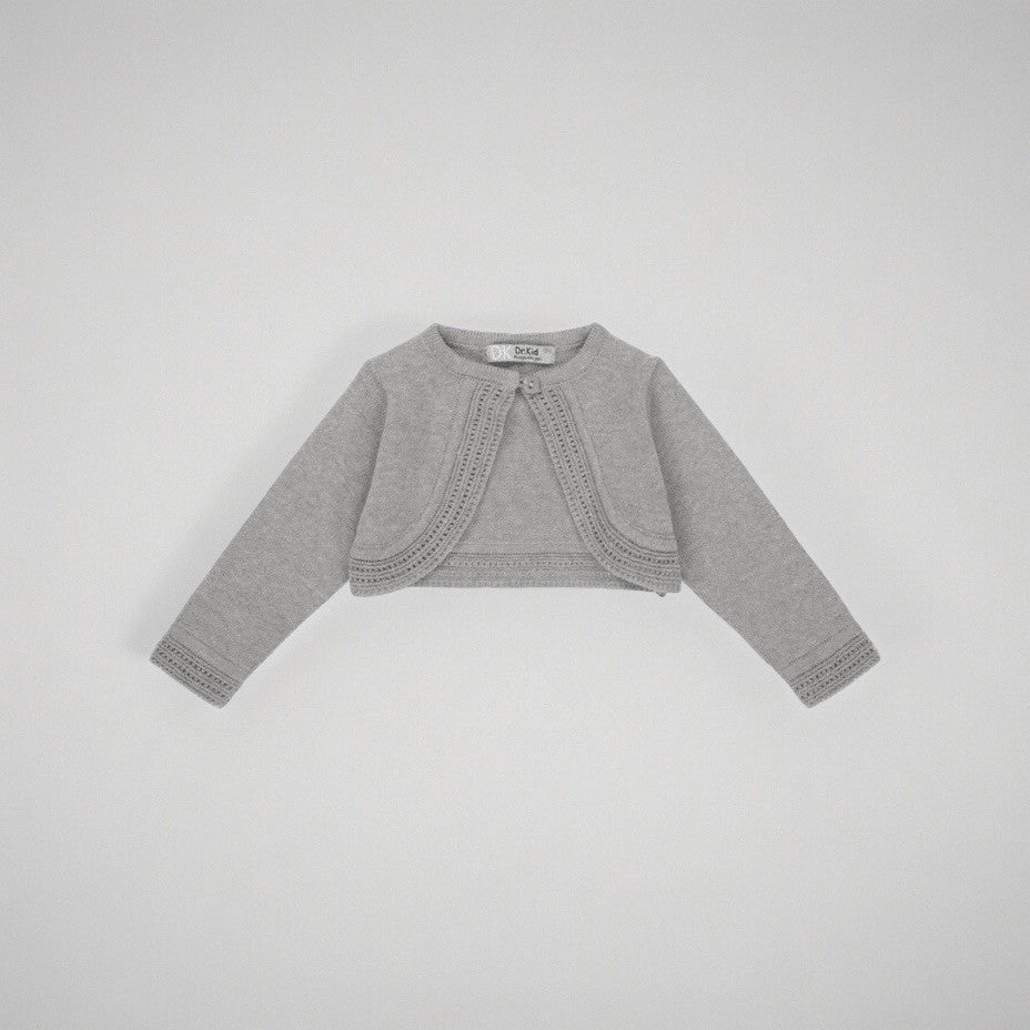 ユニセックスグレーベビーニットカーディガン