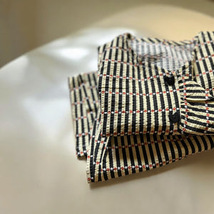 レトロシックなストライプ柄のキッズセットアップ